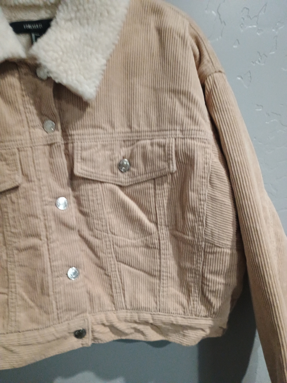 Forever 21 Beige Corduroy Teddy Collar Jacket - Picture 3 of 11